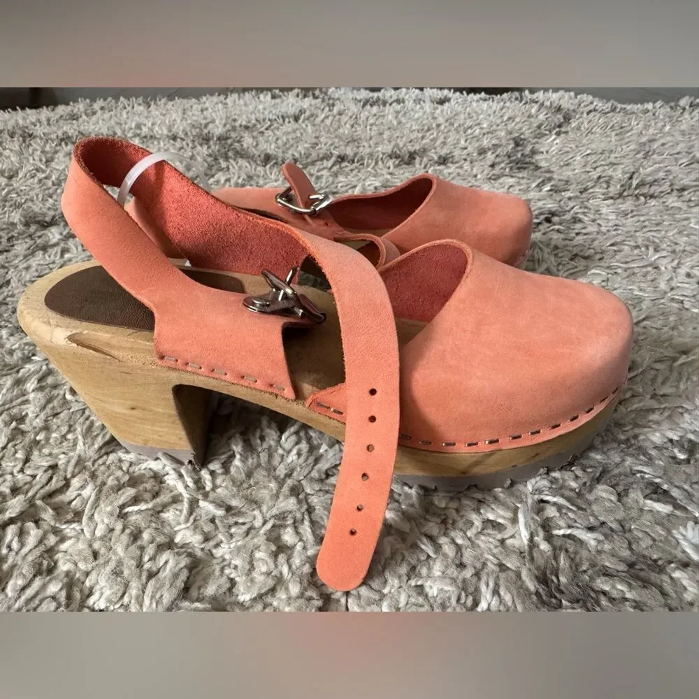 Mia Abba Swedish 70's style wooden clog heels - Picture 7 of 9